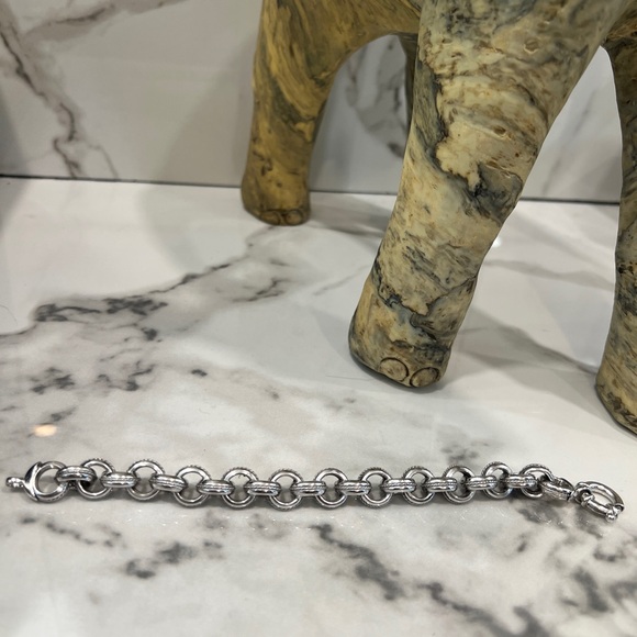 8” Miler Italy Epiphany Platinum Sterling Silver 925 Rope Texture Chain Link - Picture 5 of 11